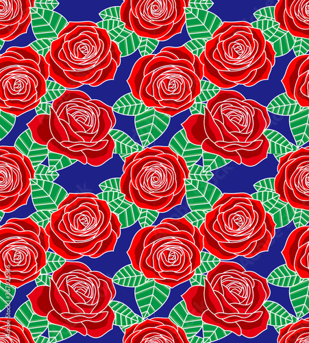 red rose booming flower seamless pattern background