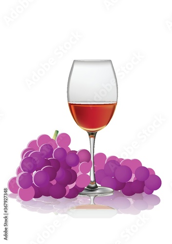 glass of wine and grapes