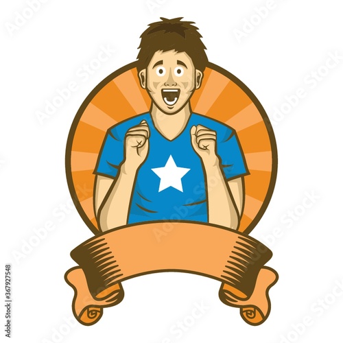 man excited vintage label