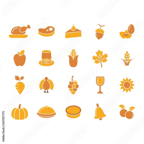 set of thanksgiving icons