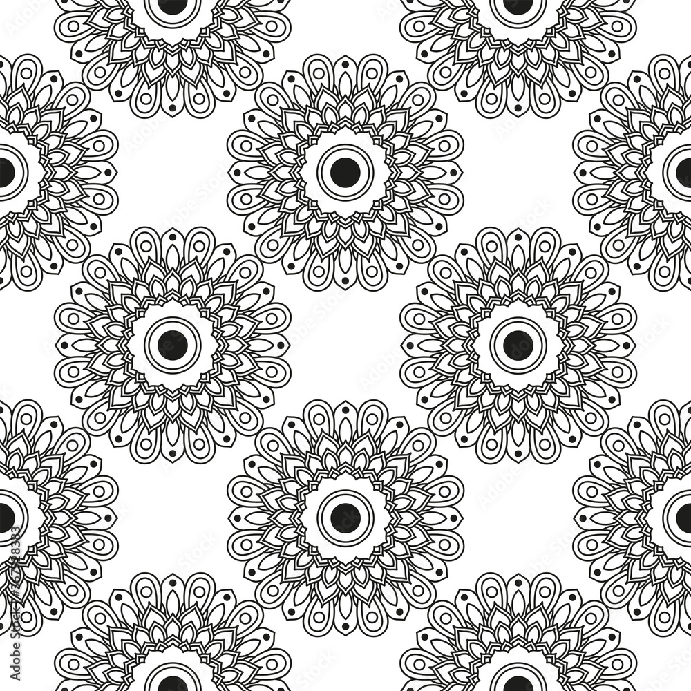 decorative floral monochrome mandala ethnicity pattern background