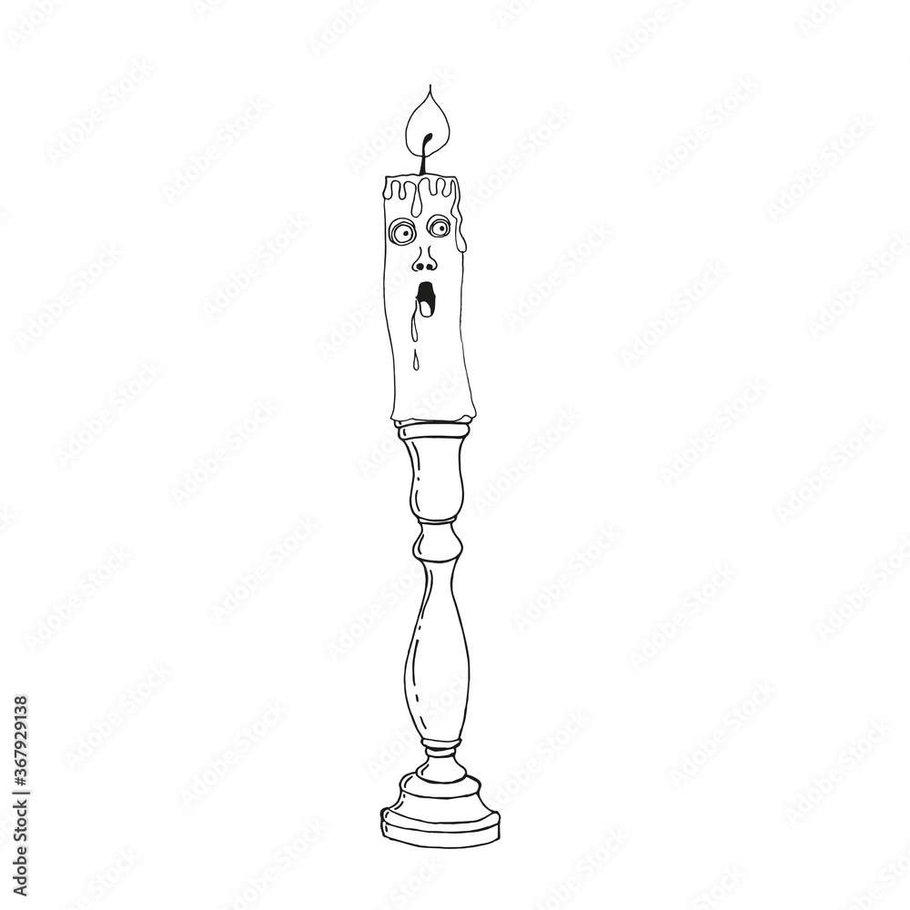 Happy Halloween. Burning candle with face eyes, nose and mouth in cartoon style. Happy Halloween. Burning candle with face eyes, nose and mouth in cartoon style.