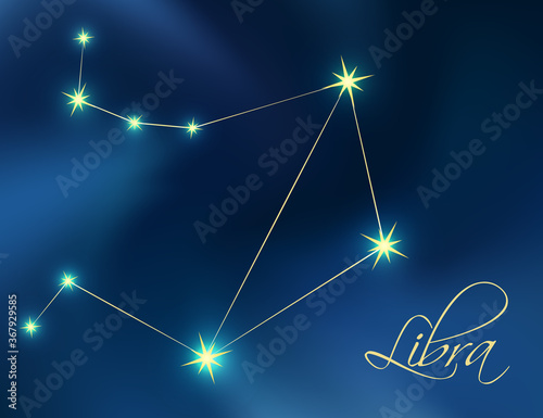 Libra constellation astrology vector illustration