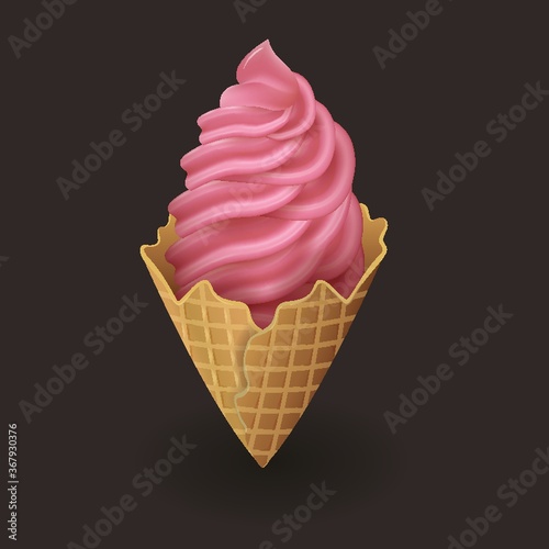 ice cream in wafer cone