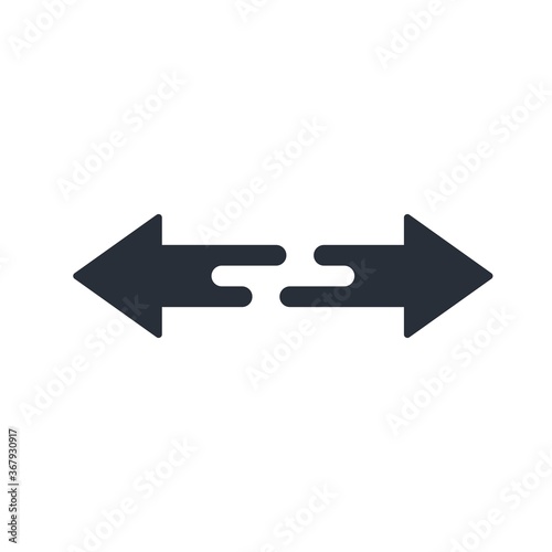 The movement of the arrows is in the opposite direction. Vector icon isolated on white background.