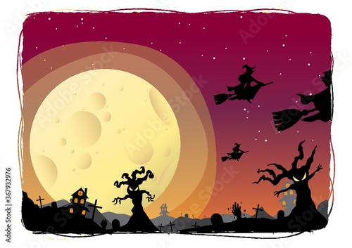 witches on a broomstick flying