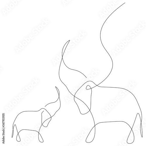 Elephant silhouette on white background. Vector illustration