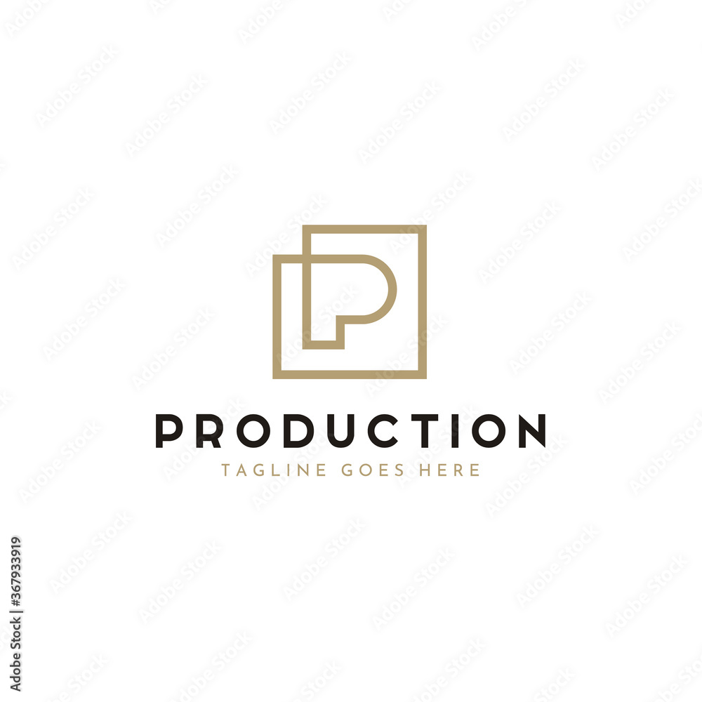 Rectangle Frame Line with Initial Letter P elegant luxury logo design Rectangle Frame Line with Initial Letter P elegant luxury logo design
