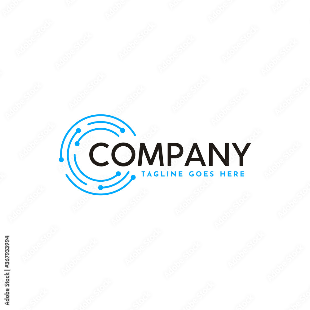 Modern Lettering with circular digital wire link for futuristic network connection logo design Modern Lettering with circular digital wire link for futuristic network connection logo design