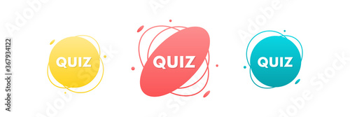 Quiz colorful modern design elements. Quiz game vector signs, stickers, labels.