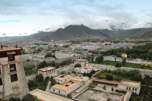 View of the Lhasa cityscape from Potala Palace in Tibet, China