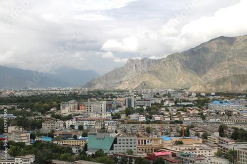 View of the Lhasa cityscape from Potala Palace in Tibet, China © Crystaltmc