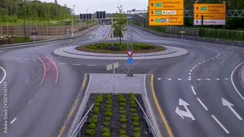 A timelapse of a roundabout in Stavanger, Norway. It connects the highway to a tunnel system. photo