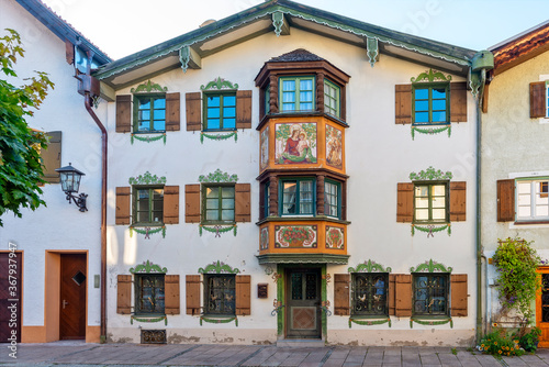 Häuserreihe in der Spitalgasse in der Altstadt von Füssen, Bayern photo
