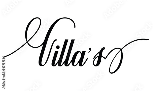 Villa’s Script Calligraphy Cursive Typography Black text lettering and phrase isolated on the White background