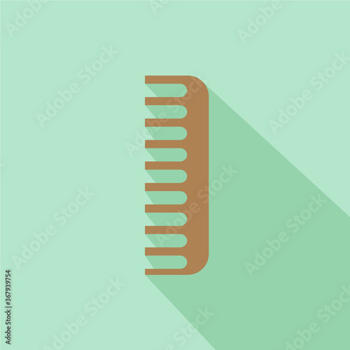 Comb Cosmetic Design Elements Flat Linear Colored on Tosca Background with Long Shadow Vector Illustration
