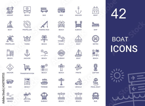boat icons set