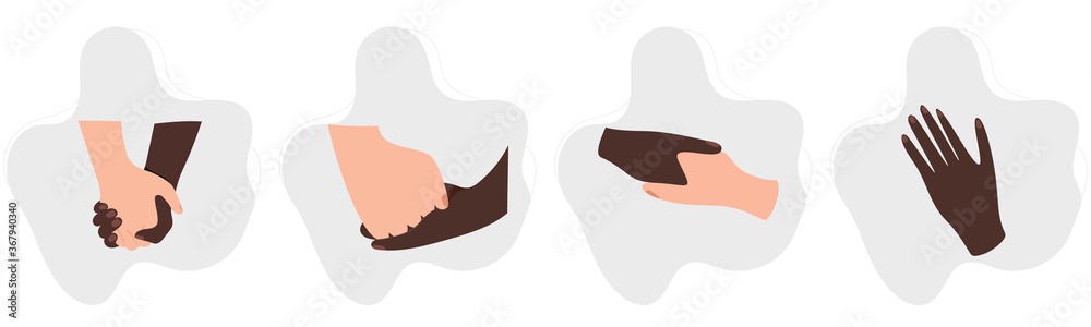 Afro american hand gestures in different positions. Set of male or female hand poses, finger holding. Afro american hand gestures in different positions. Set of male or female hand poses, finger holding.