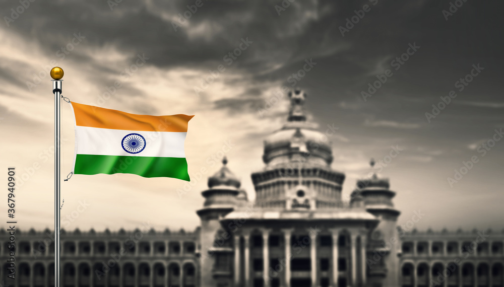 INDIA Waving flag  at Vidhana soudha