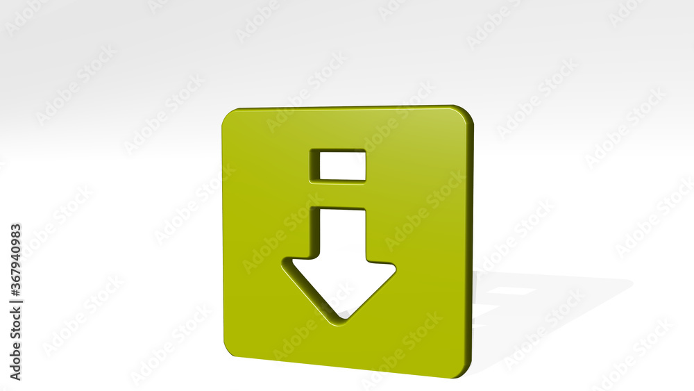 UPLOAD SQUARE from a perspective with the shadow. A thick sculpture made of metallic materials of 3D rendering. illustration and icon UPLOAD SQUARE from a perspective with the shadow. A thick sculpture made of metallic materials of 3D rendering. illustration and icon