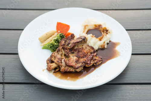 Chicken Chop with vegetables and mashed potatoes
