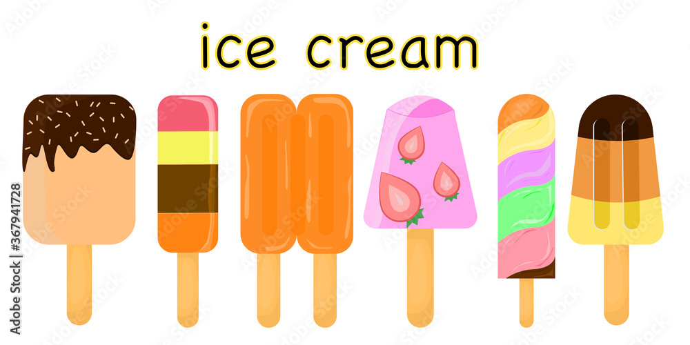 set Ice cream collection, vector illustration. set Ice cream collection, vector illustration.