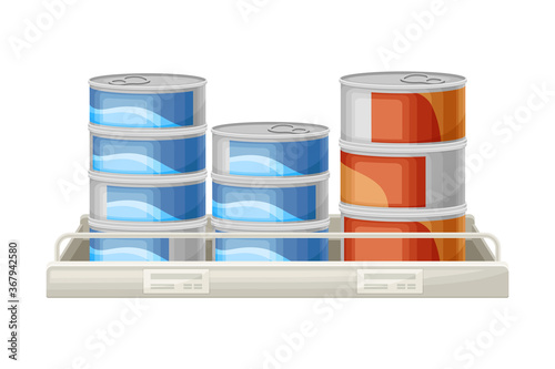 Pile of Fish Tin or Can as Manufactured Product Vector Illustration