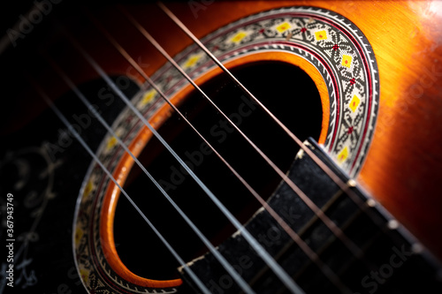 Close up of an acoustic guitar string