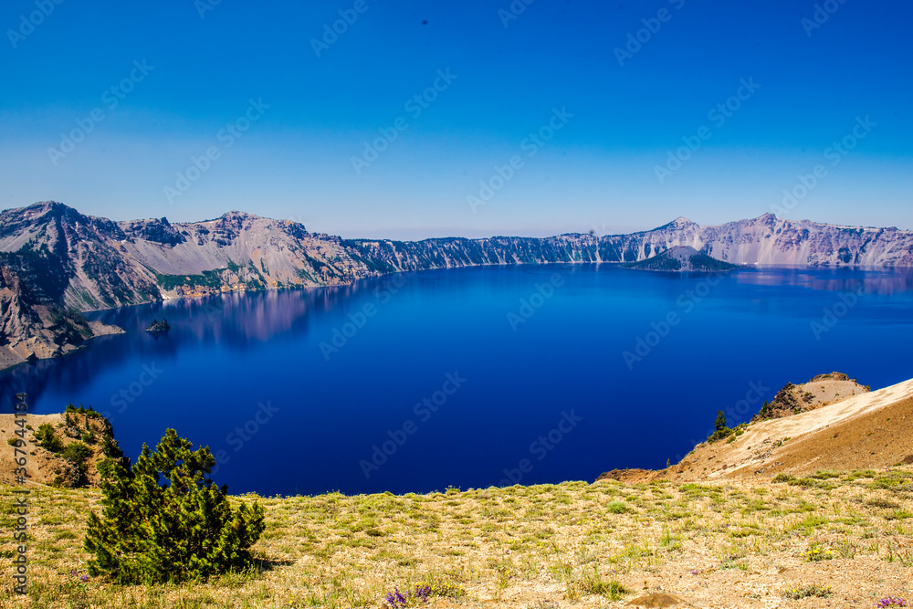 The lake in Crater Lake National Park in Oregon, the deepest lake in the US