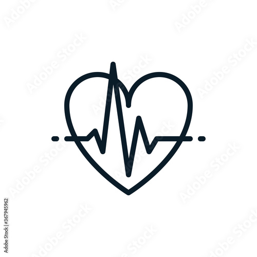 Heart pulse, heartbeat outline icons. Vector illustration. Editable stroke. Isolated icon suitable for web, infographics, interface and apps.