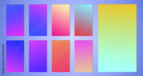 Set of abstract vector gradient backgrounds. Colorful texture for your design. Mobile app template