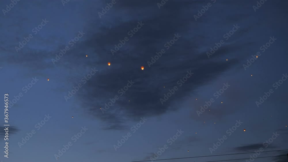 The sky lanterns fly up highly in the sky The sky lanterns fly up highly in the sky