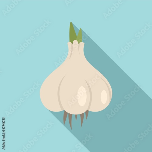 Eco garlic icon. Flat illustration of eco garlic vector icon for web design