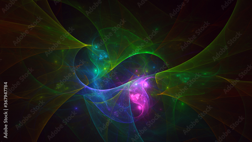 3D rendering abstract multicolor fractal light background