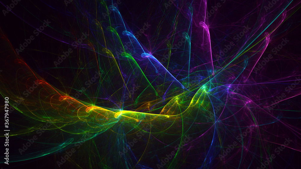 Fototapeta premium 3D rendering abstract multicolor fractal light background