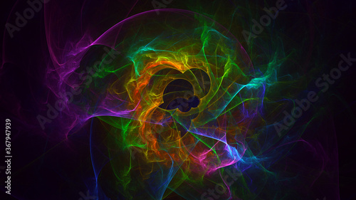 3D rendering abstract multicolor fractal light background