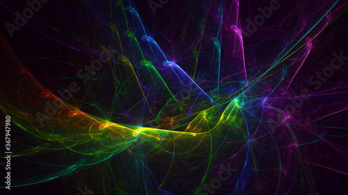 3D rendering abstract multicolor fractal light background