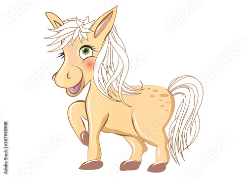 zauberhaftes niedliches Pony strahlend u. lachend