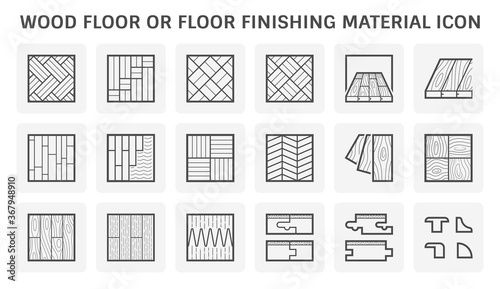 Wood floor or floor finishing and material vector icon set design.