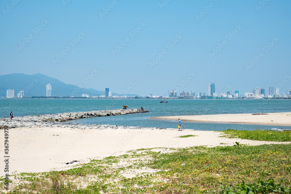 View of Da Nang City in Vietnam from Coastline