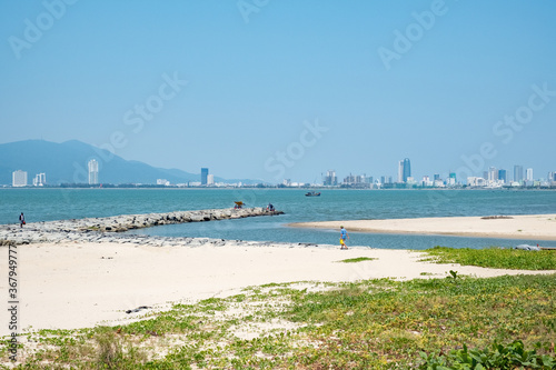 View of Da Nang City in Vietnam from Coastline