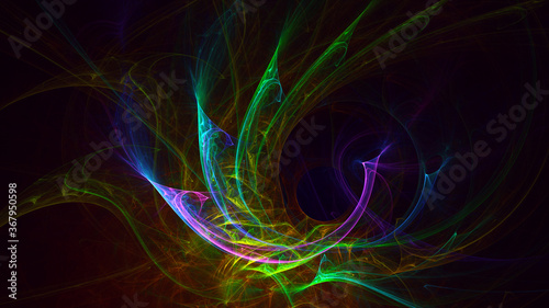 3D rendering abstract multicolor fractal light background