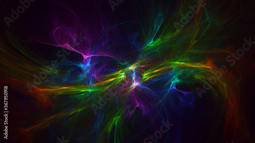 3D rendering abstract multicolor fractal light background