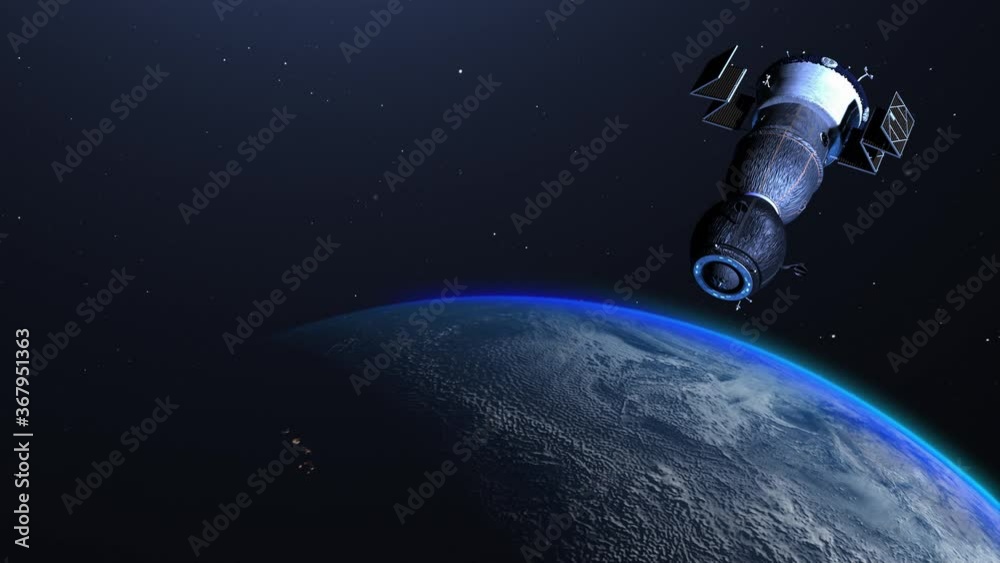 Spaceship deploys solar panels. Elements of this image furnished by NASA Spaceship deploys solar panels. Elements of this image furnished by NASA