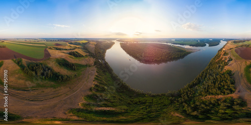 Aerial drone view of river ...