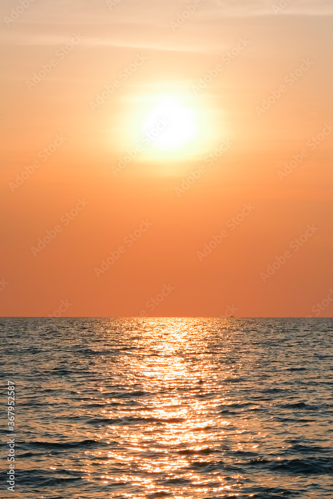 Beautiful sunset over the ocean. Seascape view. Nature concept, nature background. Travel concept, travelling.