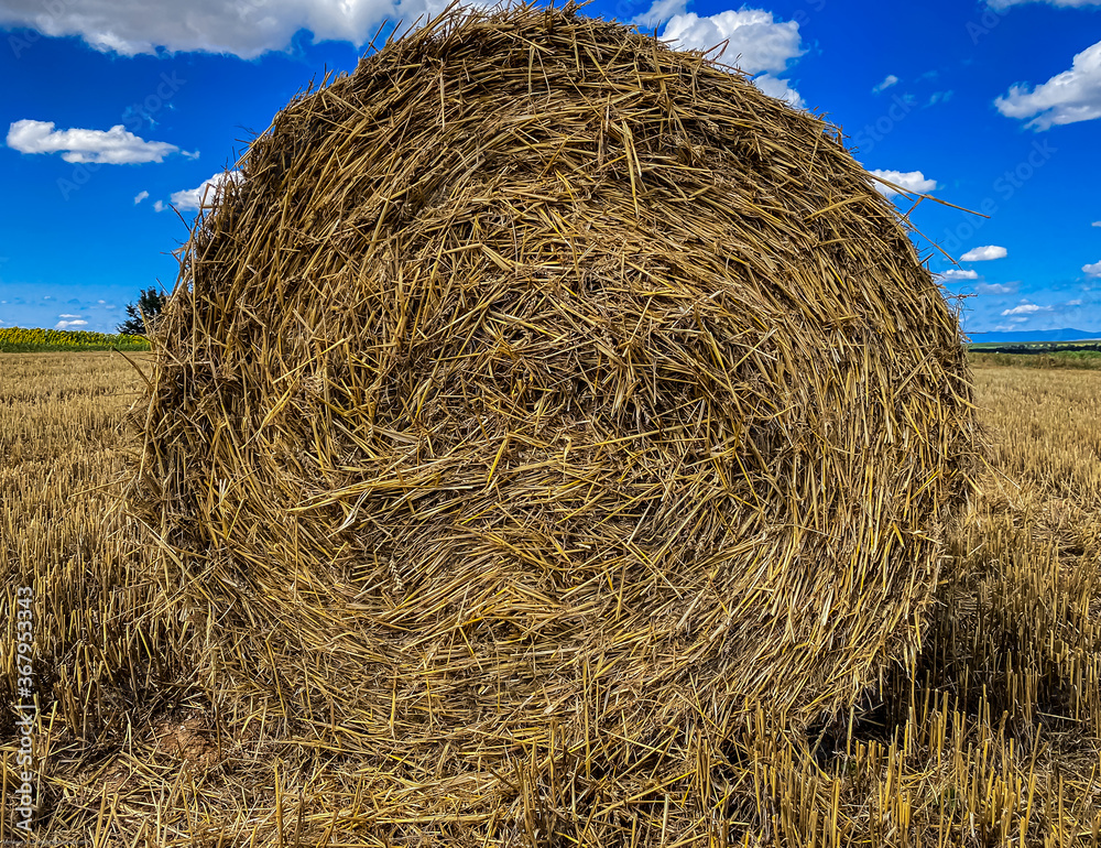 Straw Bale and Cloudy Sky Thrace Turkey Europe Straw Bale and Cloudy Sky Thrace Turkey Europe