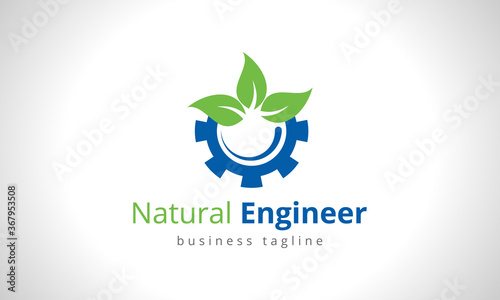 Natural Engineering Logo Design, eco logo, engineer logo, geer logo.