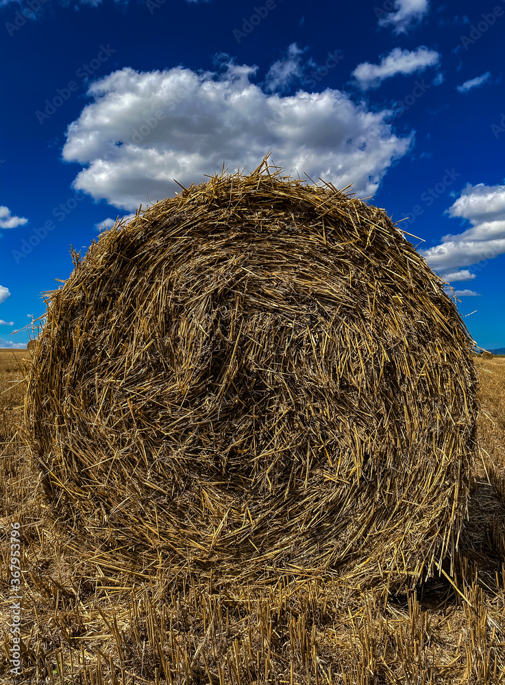 Straw Bale and Cloudy Sky Thrace Turkey Europe Straw Bale and Cloudy Sky Thrace Turkey Europe