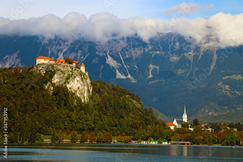 Medieval Bled castle above Lake Bled in Slovenia.